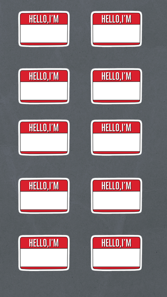 hello, I'm a name tag sticker pack - 10 stickers